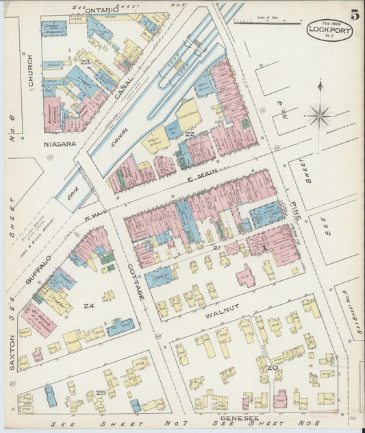 Sanborn Fire Insurance Map from Lockport, Niagara County, New York (1886), Sheet #0004 - Historic Sanborn Fire Insurance Map Print, vintage old map wall art, antique decor, genealogy gift, New York New York map