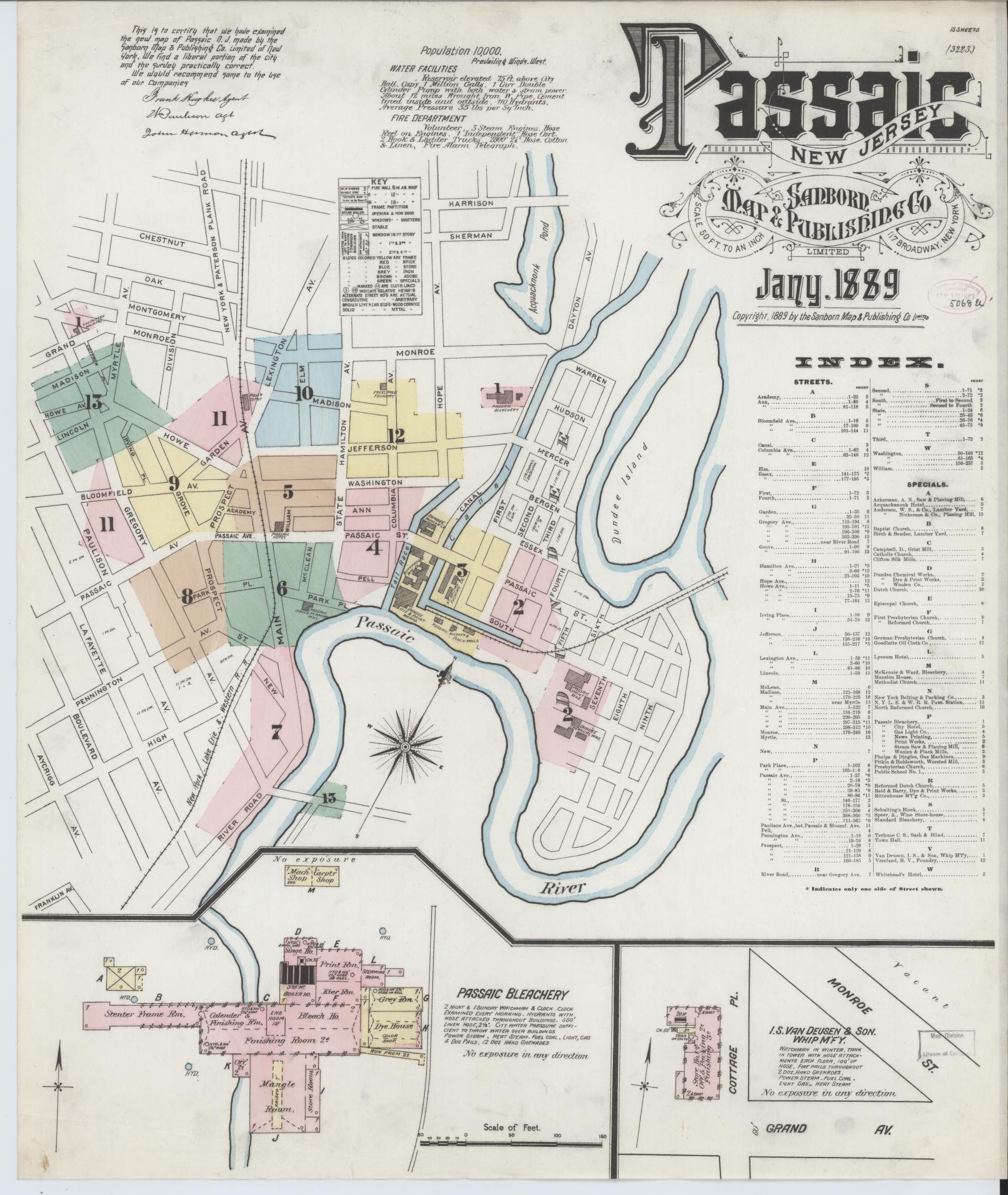 Sanborn Fire Insurance Map from Passaic, Passaic County, New Jersey. (1889) – Historic Sanborn Fire Insurance Map Print
