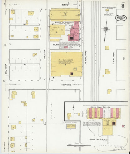 Sanborn Fire Insurance Map from Mexia, Limestone County, Texas (1921), Sheet #0008 - Complete Map Set gallery image, historic Sanborn map, vintage wall art, Texas Texas