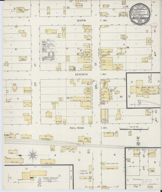 Sanborn Fire Insurance Map from North Branch, Chisago County, Minnesota (1894), Sheet #0001 - Historic Sanborn Fire Insurance Map Print, vintage old map wall art, antique decor, genealogy gift, Minnesota Minnesota map