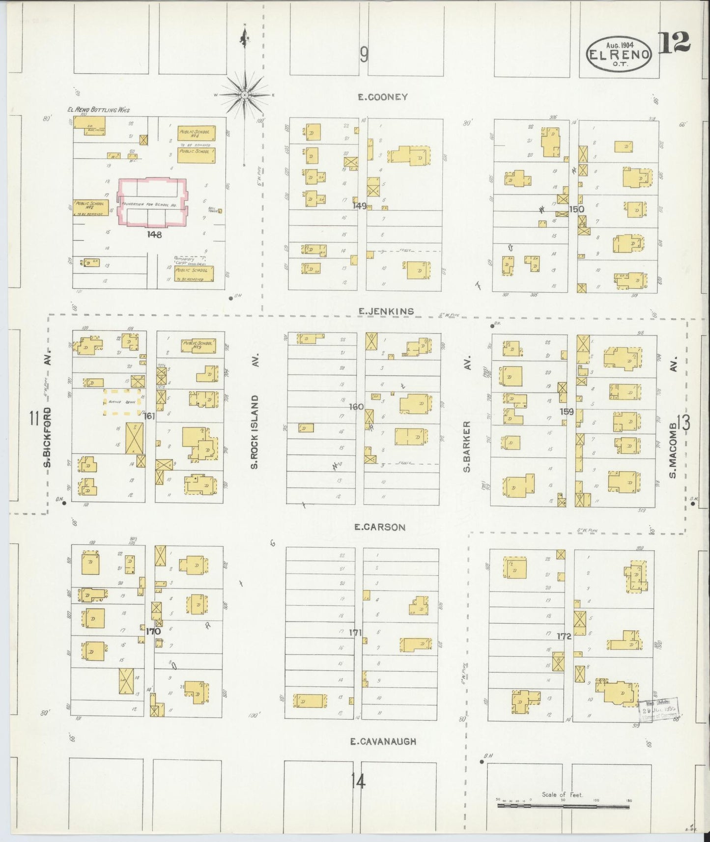 Sanborn Fire Insurance Map from El Reno, Canadian County, Oklahoma (1904), Sheet #0012 - Complete Map Set gallery image, historic Sanborn map, vintage wall art, Oklahoma Oklahoma