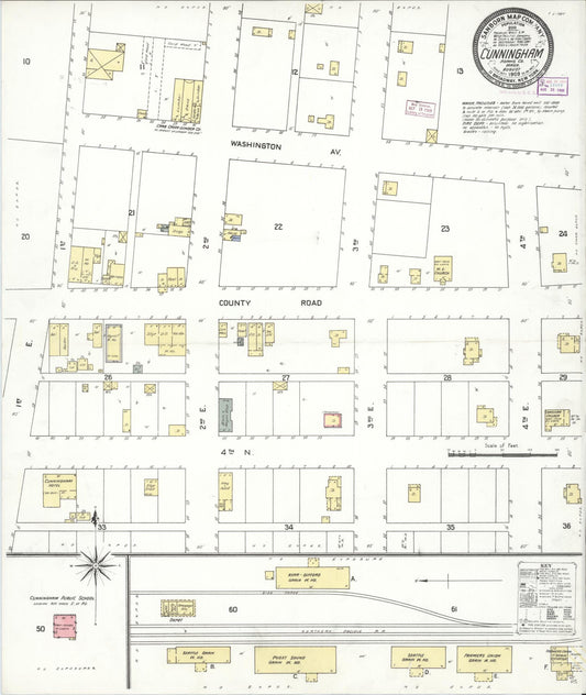 Sanborn Fire Insurance Map from Cunningham, Adams County, Washington (1909), Sheet #0001 - Historic Sanborn Fire Insurance Map Print, vintage old map wall art, antique decor, genealogy gift, Washington Washington map