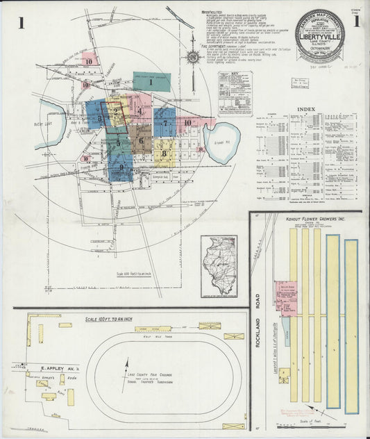 Sanborn Fire Insurance Map from Libertyville, Lake County, Illinois (1924), Sheet #0001 - Historic Sanborn Fire Insurance Map Print, vintage old map wall art, antique decor, genealogy gift, Illinois Illinois map