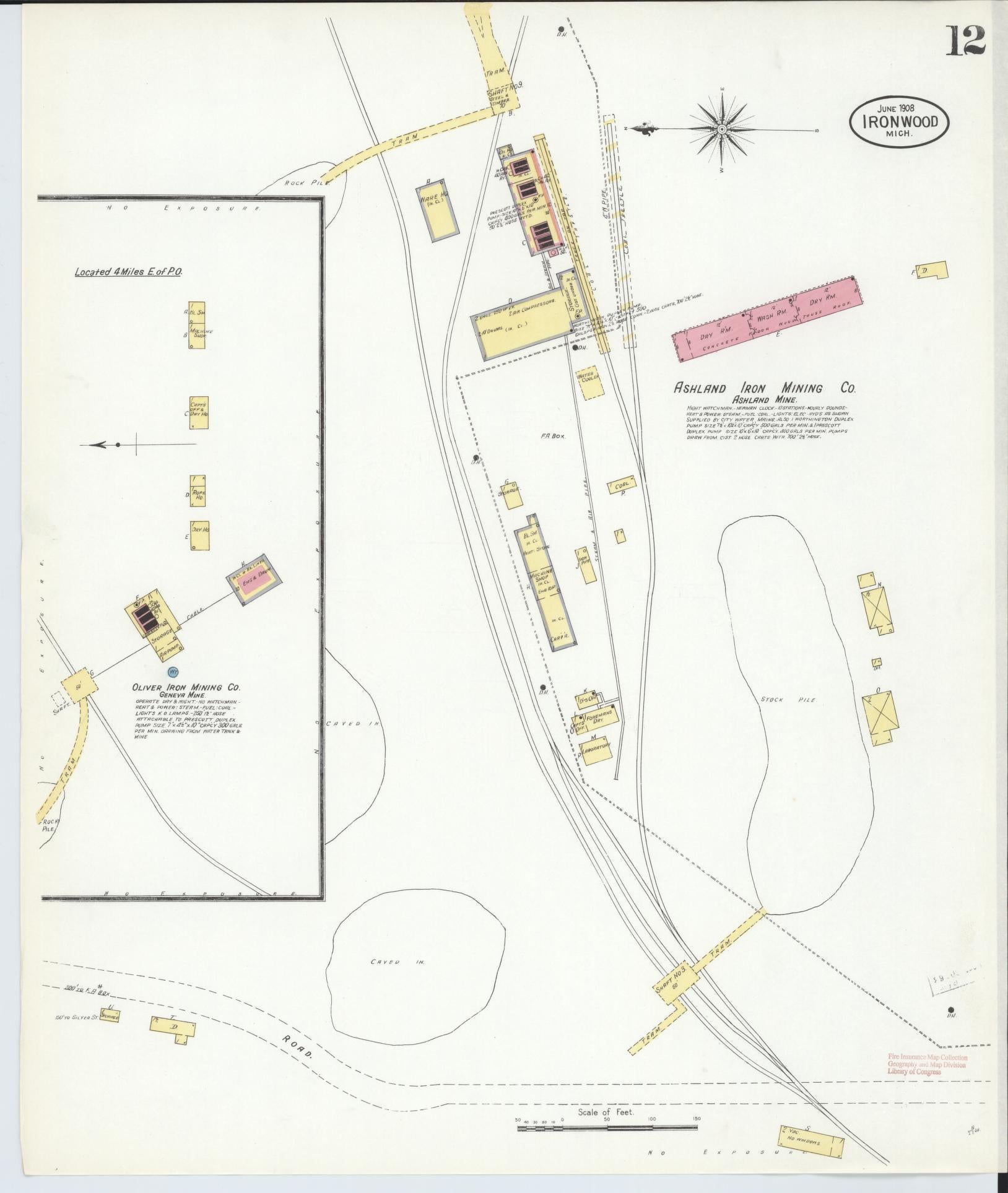 Sanborn Fire Insurance Map from Ironwood, Gogebic County, Michigan (1908), Sheet #0012 - Complete Map Set gallery image, historic Sanborn map, vintage wall art, Michigan Michigan
