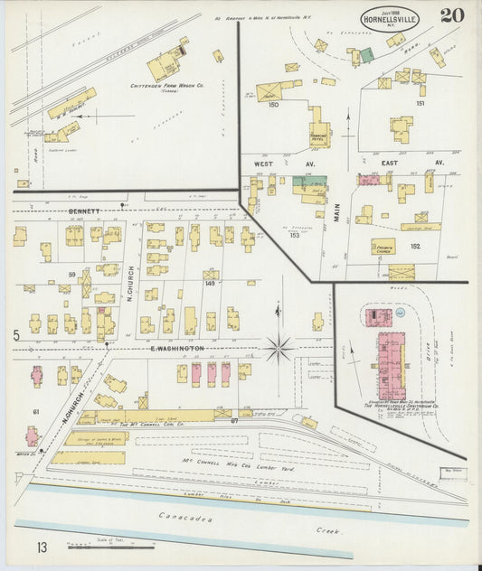 Sanborn Fire Insurance Map from Hornell, Steuben County, New York (1898), Sheet #0020 - Historic Sanborn Fire Insurance Map Print, vintage old map wall art, antique decor, genealogy gift, New York New York map