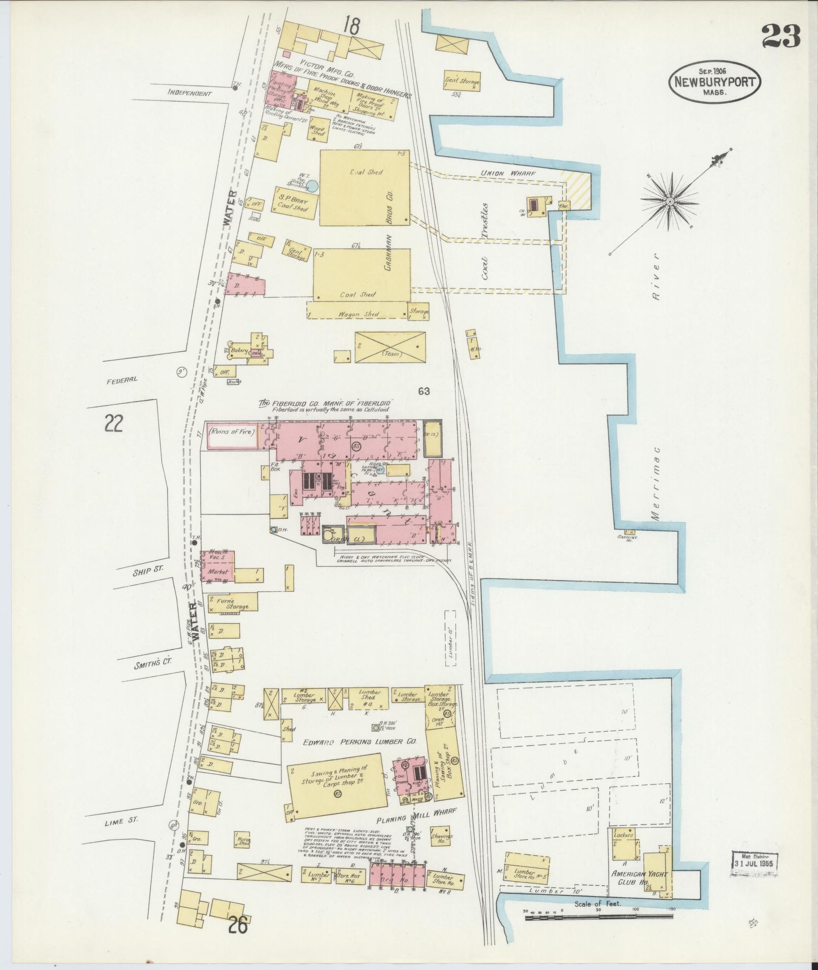 Sanborn Fire Insurance Map from Newburyport, Essex County, Massachusetts (1906), Sheet #0023 - Complete Map Set gallery image, historic Sanborn map, vintage wall art, Massachusetts Massachusetts