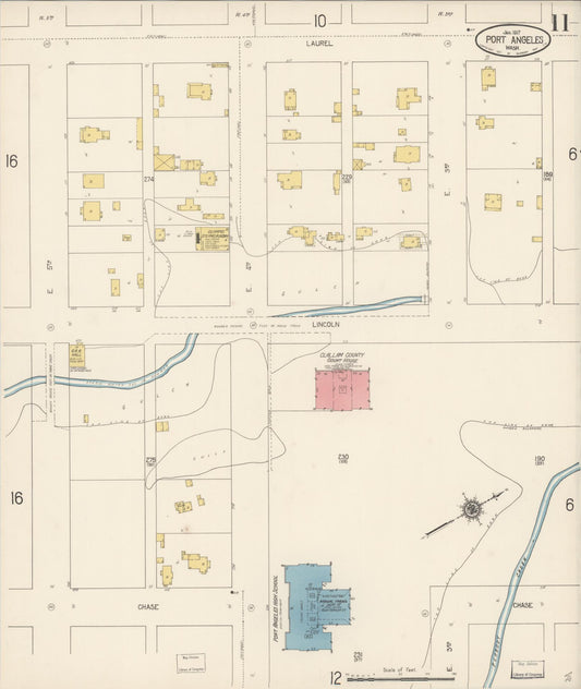 Sanborn Fire Insurance Map from Port Angeles, Clallam County, Washington (1917), Sheet #0011 - Historic Sanborn Fire Insurance Map Print, vintage old map wall art, antique decor, genealogy gift, Washington Washington map