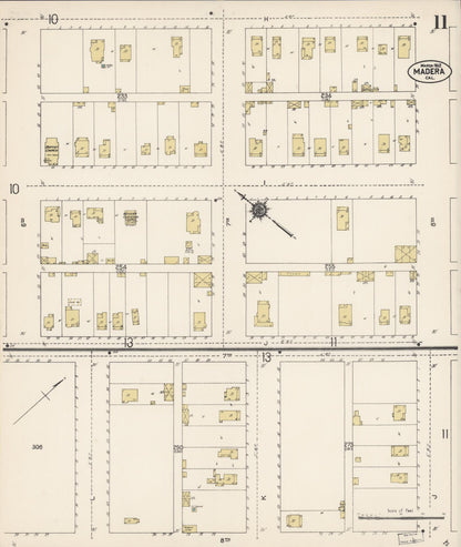 Sanborn Fire Insurance Map from Madera, Madera County, California (1912), Sheet #0011 - Complete Map Set gallery image, historic Sanborn map, vintage wall art, California California
