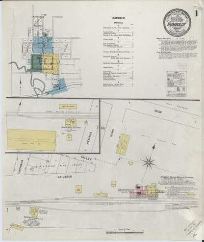 Sanborn Fire Insurance Map from Humboldt, Richardson County, Nebraska (1909), Sheet #0001 - Complete Map Set gallery image, historic Sanborn map, vintage wall art, Nebraska Nebraska