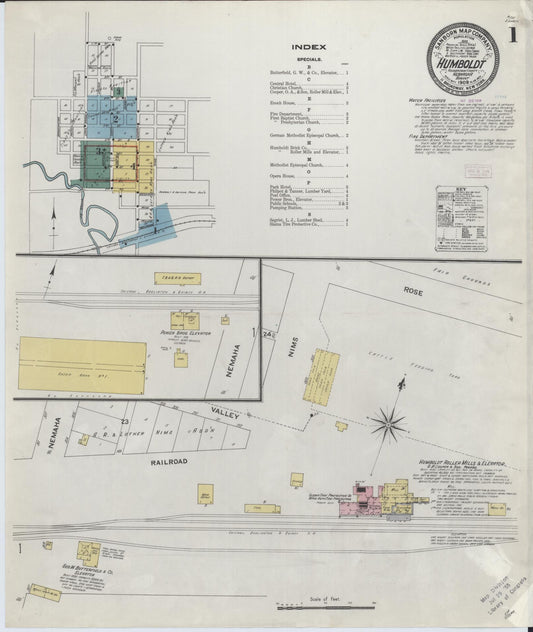 Sanborn Fire Insurance Map from Humboldt, Richardson County, Nebraska (1909), Sheet #0001 - Complete Map Set gallery image, historic Sanborn map, vintage wall art, Nebraska Nebraska