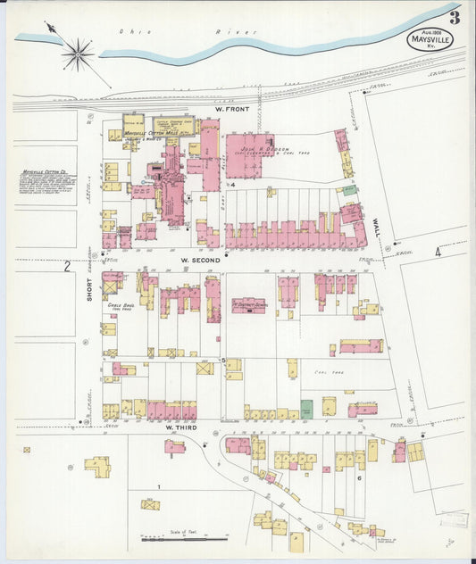 Sanborn Fire Insurance Map from Maysville, Mason County, Kentucky (1908), Sheet #0003 - Historic Sanborn Fire Insurance Map Print, vintage old map wall art, antique decor, genealogy gift, Kentucky Kentucky map