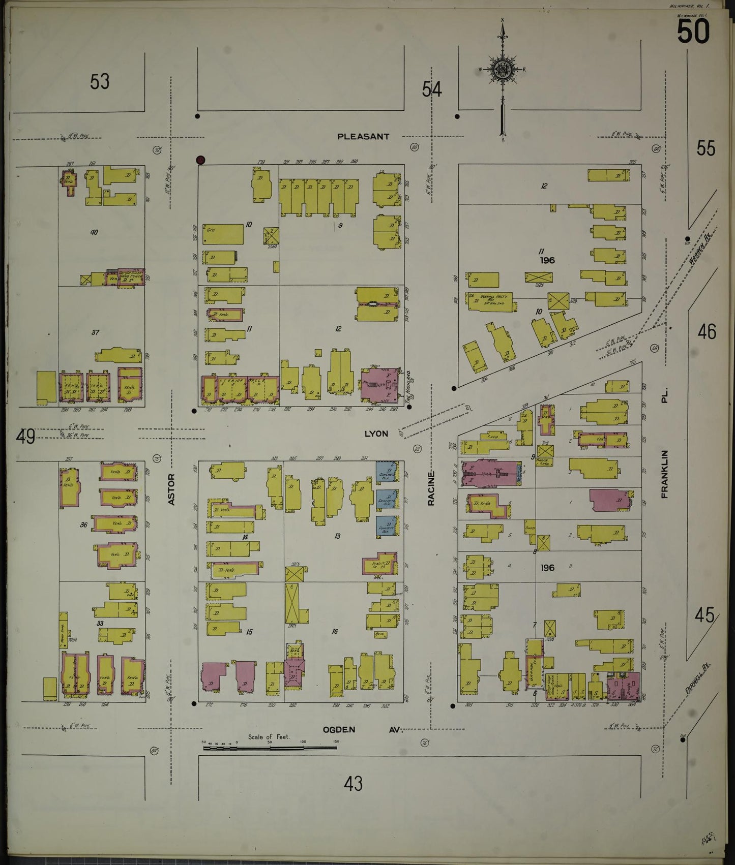 Sanborn Fire Insurance Map from Milwaukee, Milwaukee County, Wisconsin (1910), Sheet #0050 - Complete Map Set gallery image, historic Sanborn map, vintage wall art, Wisconsin Wisconsin