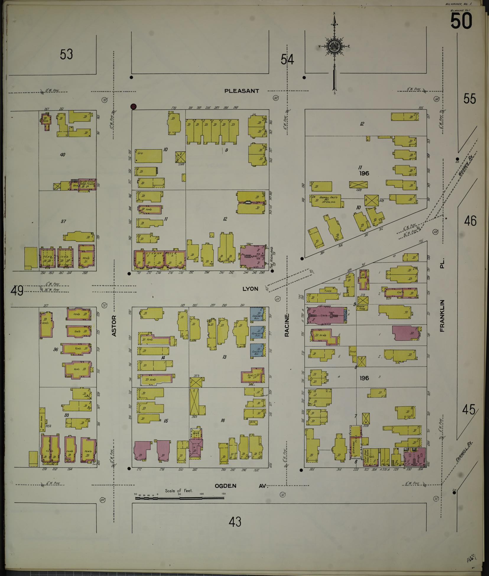 Sanborn Fire Insurance Map from Milwaukee, Milwaukee County, Wisconsin (1910), Sheet #0050 - Complete Map Set gallery image, historic Sanborn map, vintage wall art, Wisconsin Wisconsin