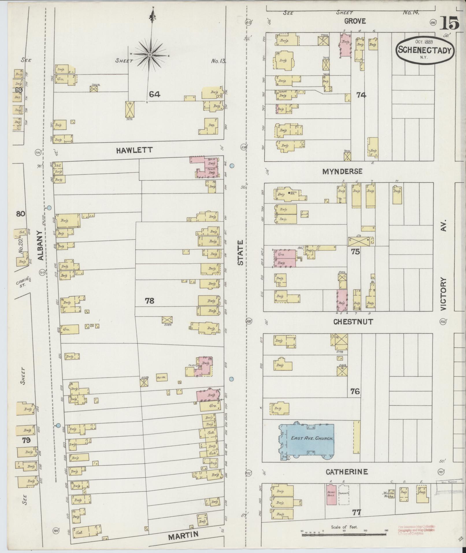 Sanborn Fire Insurance Map from Schenectady, Schenectady County, New York (1889), Sheet #0015 - Complete Map Set gallery image, historic Sanborn map, vintage wall art, New York New York