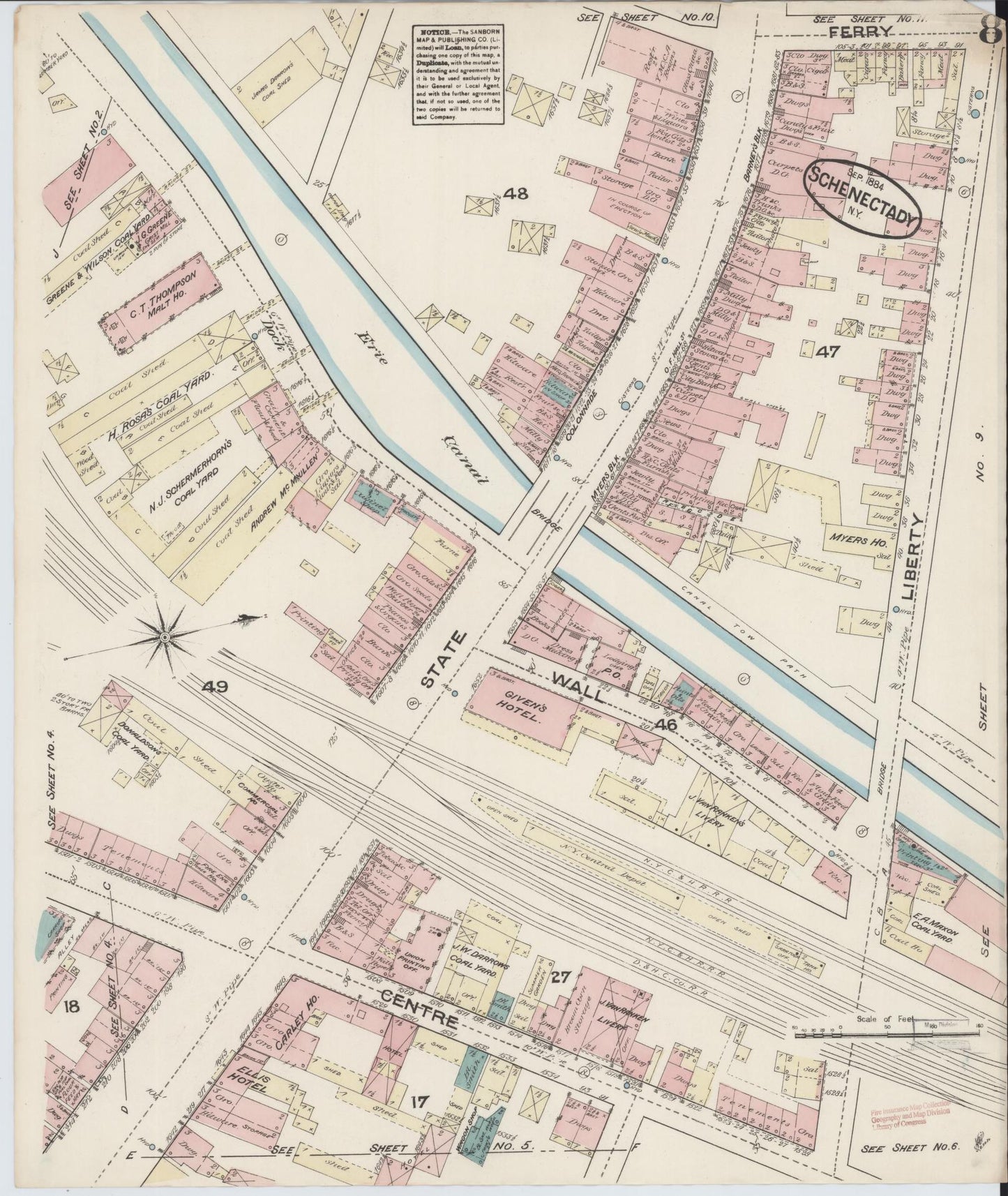 Sanborn Fire Insurance Map from Schenectady, Schenectady County, New York (1884), Sheet #0008 - Complete Map Set gallery image, historic Sanborn map, vintage wall art, New York New York