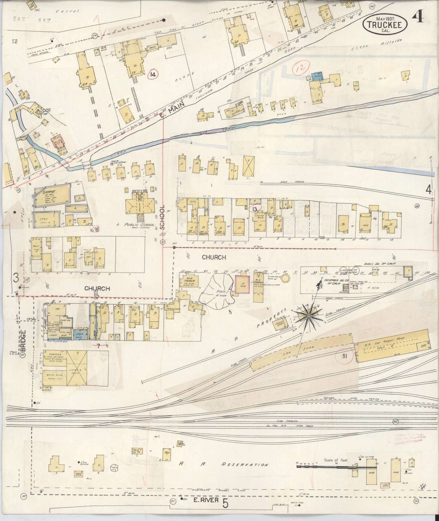 Sanborn Fire Insurance Map from Truckee, Nevada County, California (1933), Sheet #0004 - Historic Sanborn Fire Insurance Map Print, vintage old map wall art, antique decor, genealogy gift, Truckee Nevada map