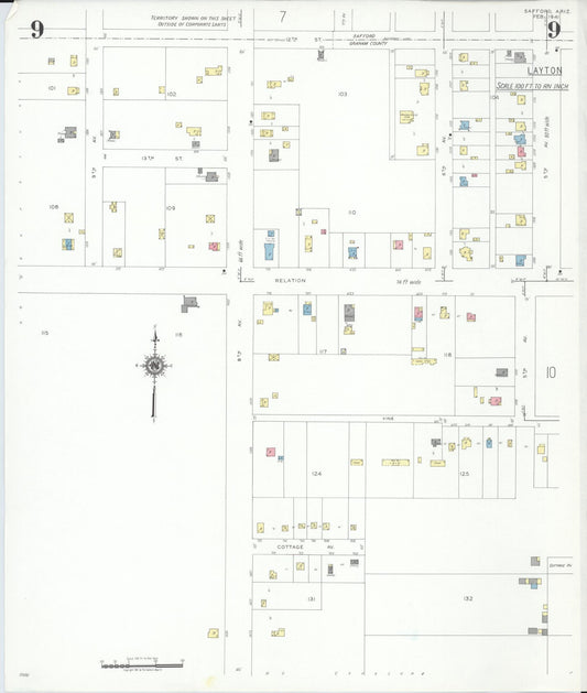 Sanborn Fire Insurance Map from Safford, Graham County, Arizona (1941), Sheet #0009 - Historic Sanborn Fire Insurance Map Print, vintage old map wall art, antique decor, genealogy gift, Arizona Arizona map