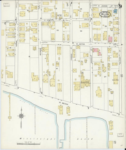 Sanborn Fire Insurance Map from Biloxi, Harrison County, Mississippi (1914), Sheet #0009 - Complete Map Set gallery image, historic Sanborn map, vintage wall art, Mississippi Mississippi
