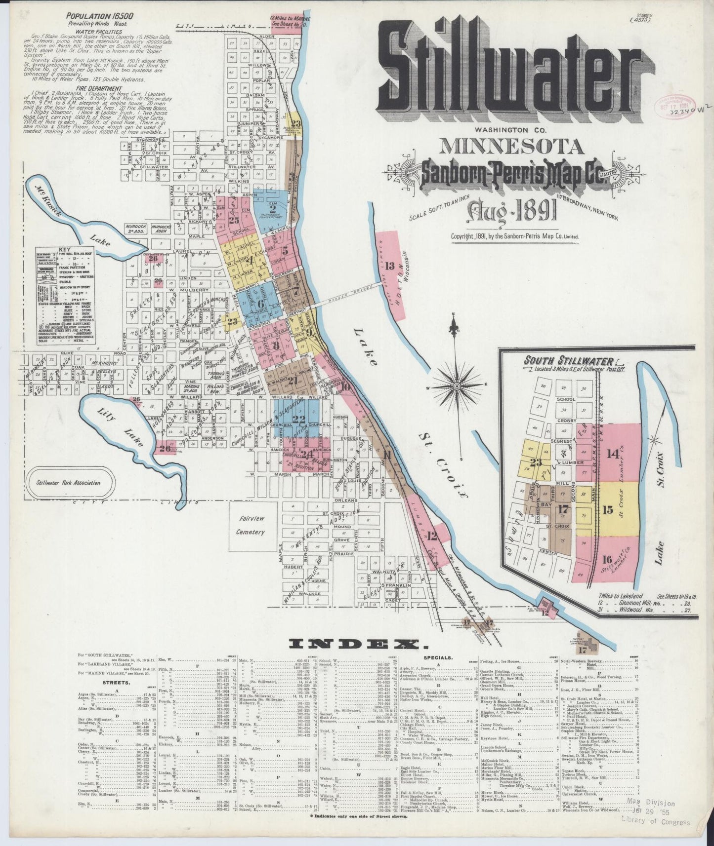 Sanborn Fire Insurance Map from Stillwater, Washington County, Minnesota (1891), Sheet #0001 - Historic Sanborn Fire Insurance Map Print, vintage old map wall art, antique decor, genealogy gift, Minnesota Minnesota map
