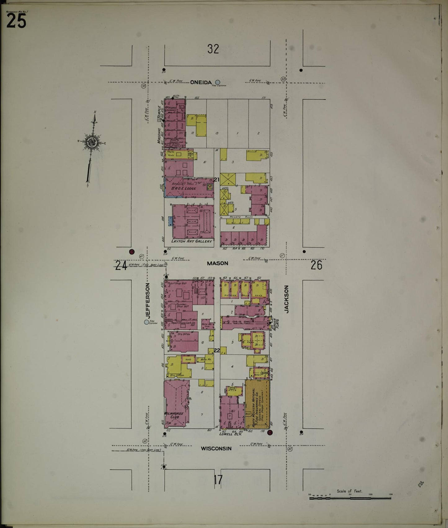 Sanborn Fire Insurance Map from Milwaukee, Milwaukee County, Wisconsin (1910), Sheet #0025 - Complete Map Set gallery image, historic Sanborn map, vintage wall art, Wisconsin Wisconsin