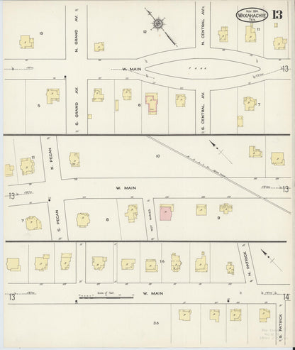 Sanborn Fire Insurance Map from Waxahachie, Ellis County, Texas (1914), Sheet #0013 - Complete Map Set gallery image, historic Sanborn map, vintage wall art, Texas Texas