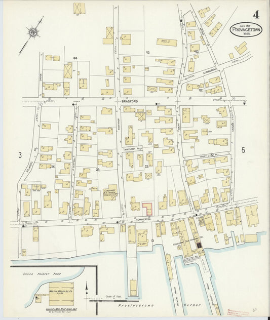 Sanborn Fire Insurance Map from Provincetown, Barnstable County, Massachusetts (1912), Sheet #0004 - Historic Sanborn Fire Insurance Map Print, vintage old map wall art, antique decor, genealogy gift, Massachusetts Massachusetts map