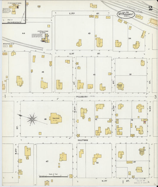 Sanborn Fire Insurance Map from Mount Pleasant, Titus County, Texas (1906), Sheet #0002 - Historic Sanborn Fire Insurance Map Print, vintage old map wall art, antique decor, genealogy gift, Texas Texas map