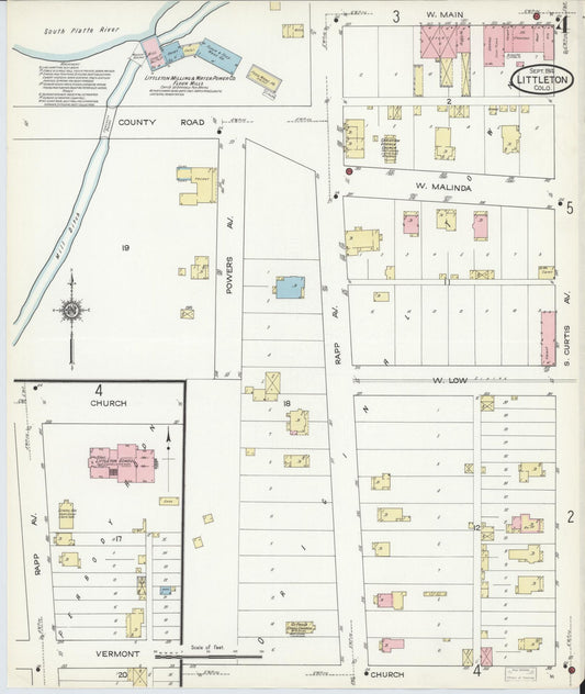 Sanborn Fire Insurance Map from Littleton, Arapahoe County, Colorado (1914), Sheet #0004 - Historic Sanborn Fire Insurance Map Print, vintage old map wall art, antique decor, genealogy gift, Colorado Colorado map