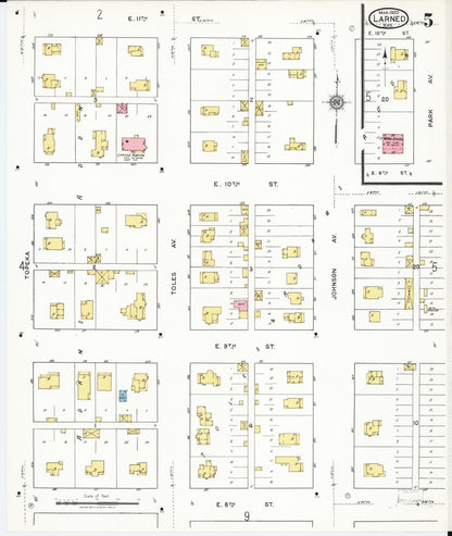 Sanborn Fire Insurance Map from Larned, Pawnee County, Kansas (1920), Sheet #0005 - Complete Map Set gallery image, historic Sanborn map, vintage wall art, Kansas Kansas