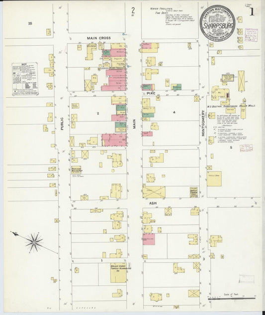 Sanborn Fire Insurance Map from Sharpsburg, Bath County, Kentucky (1907), Sheet #0001 - Complete Map Set gallery image, historic Sanborn map, vintage wall art, Kentucky Kentucky