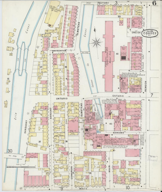 Sanborn Fire Insurance Map from Cohoes, Albany County, New York (1896), Sheet #0006 - Historic Sanborn Fire Insurance Map Print, vintage old map wall art, antique decor, genealogy gift, New York New York map
