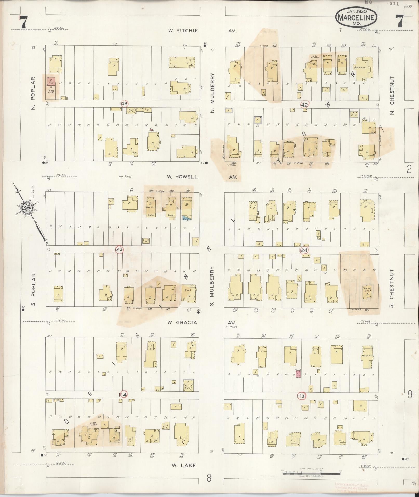 Sanborn Fire Insurance Map from Marceline, Linn County, Missouri (1939), Sheet #0007 - Complete Map Set gallery image, historic Sanborn map, vintage wall art, Missouri Missouri