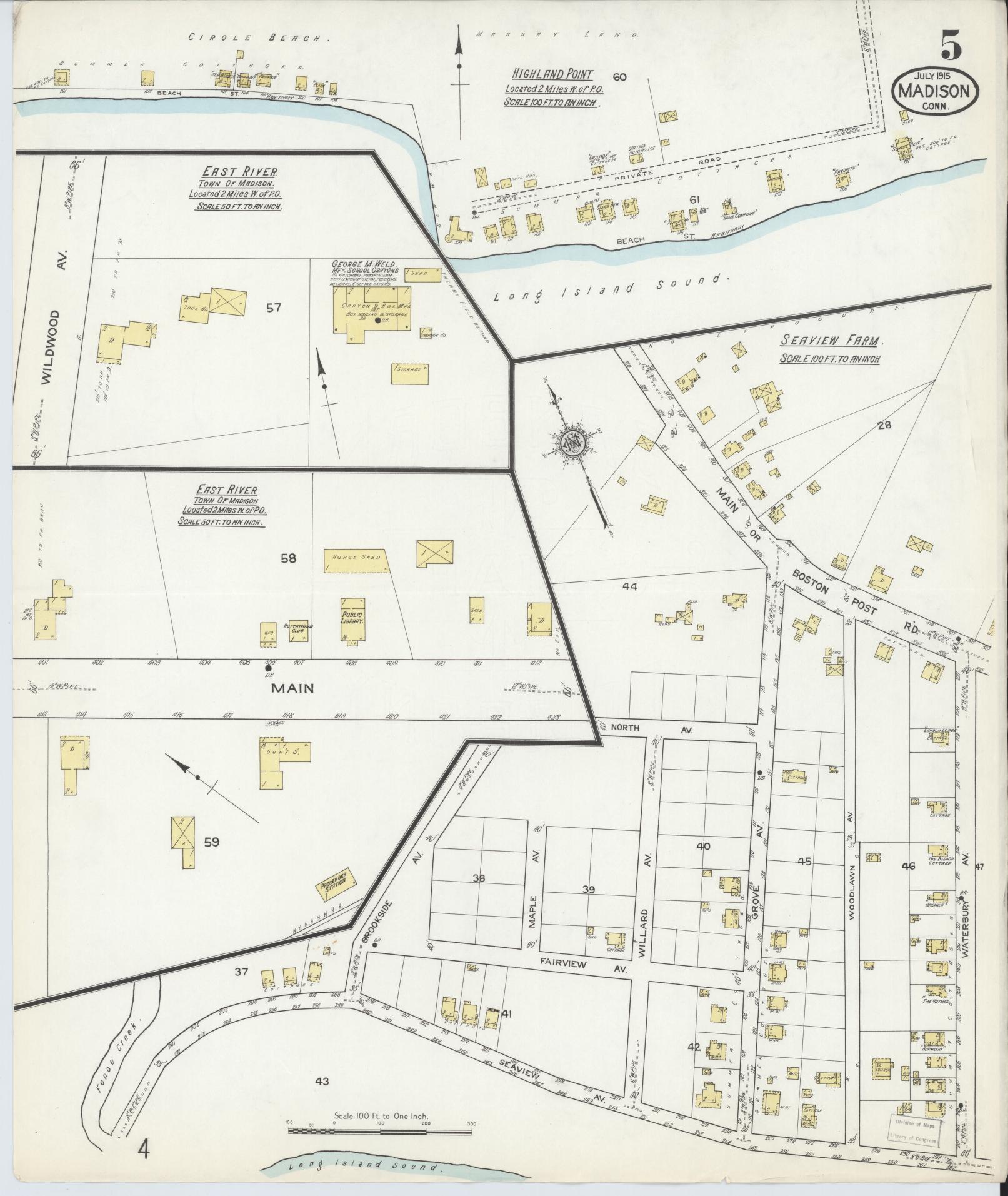 Sanborn Fire Insurance Map from Madison, New Haven County, Connecticut (1915), Sheet #0005 - Complete Map Set gallery image, historic Sanborn map, vintage wall art, Connecticut Connecticut