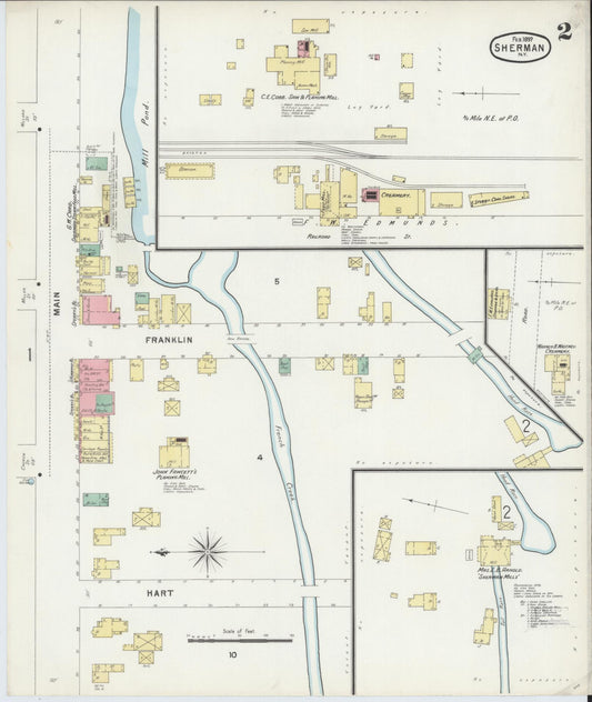 Sanborn Fire Insurance Map from Sherman, Chautauqua County, New York (1897), Sheet #0002 - Historic Sanborn Fire Insurance Map Print, vintage old map wall art, antique decor, genealogy gift, New York New York map