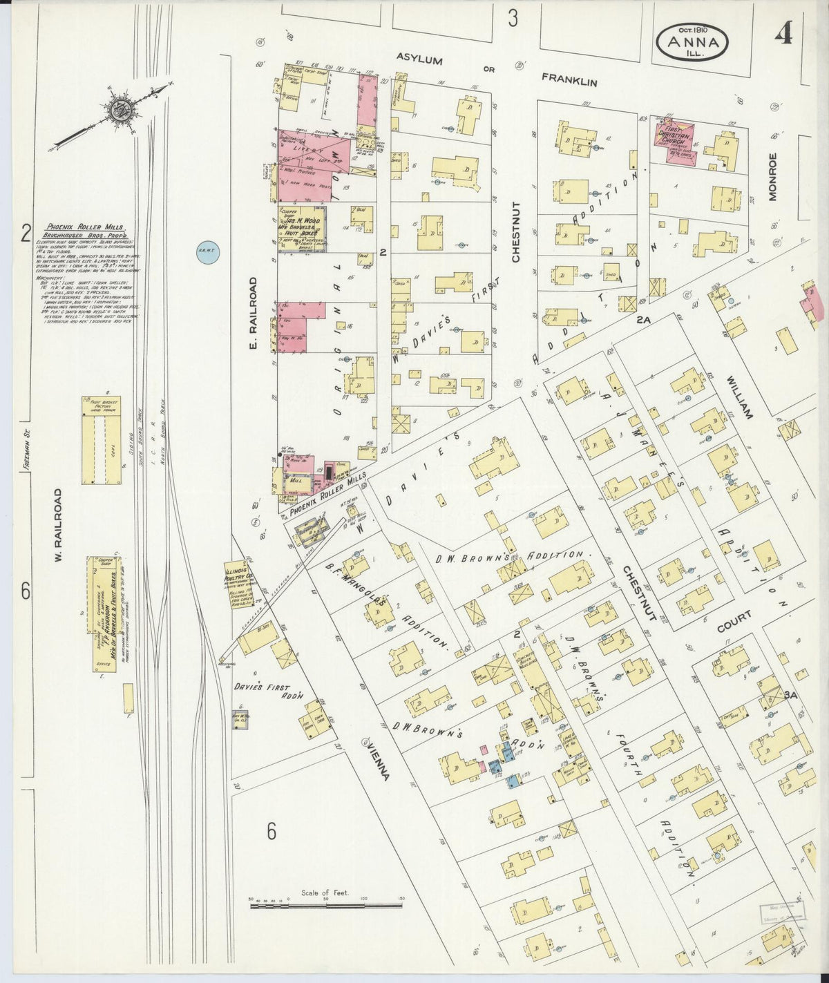 Sanborn Fire Insurance Map from Anna, Union County, Illinois (1910), Sheet #0004 - Complete Map Set gallery image, historic Sanborn map, vintage wall art, Illinois Illinois