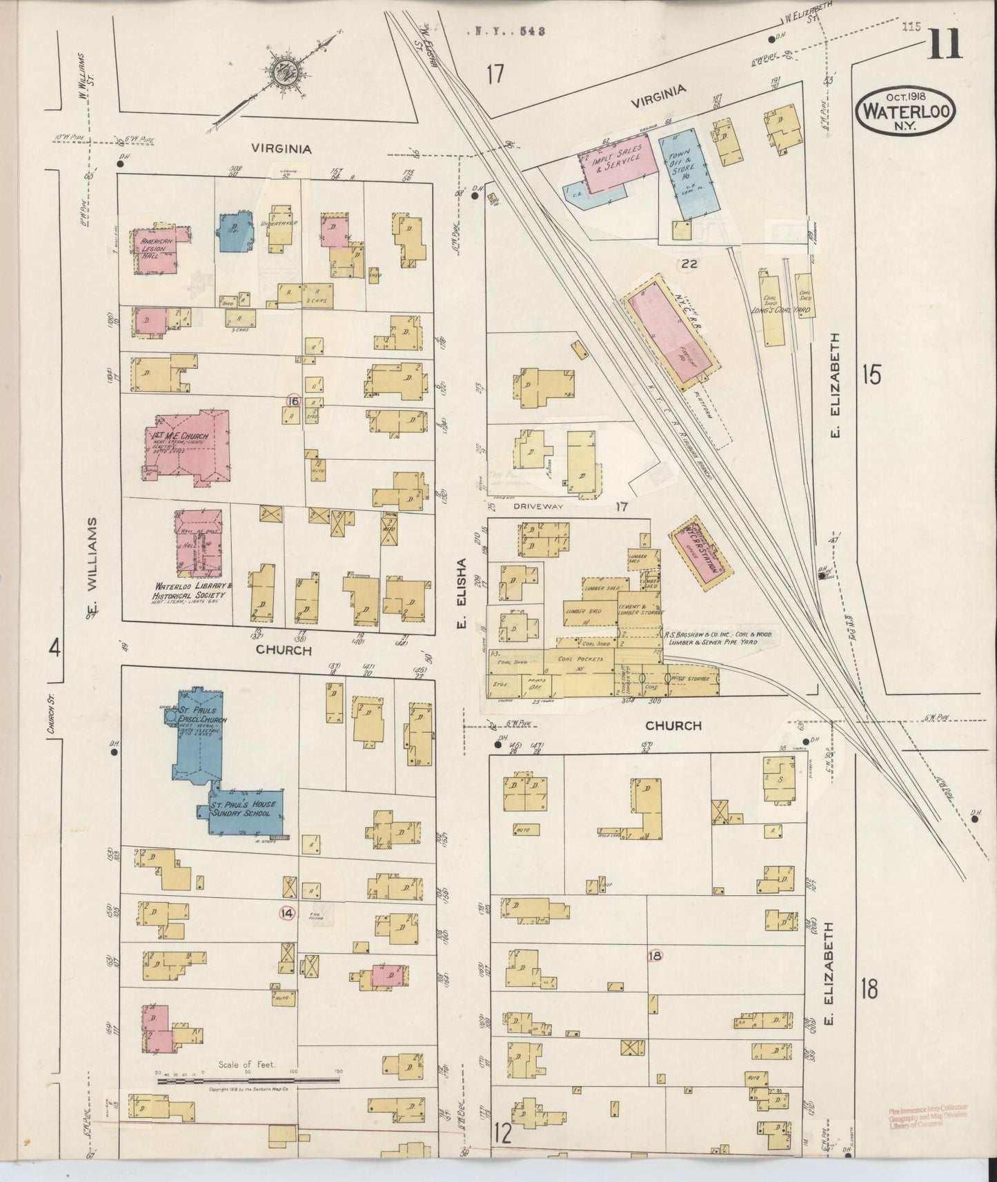 Sanborn Fire Insurance Map from Waterloo, Seneca County, New York (1948), Sheet #0011 - Complete Map Set gallery image, historic Sanborn map, vintage wall art, New York New York
