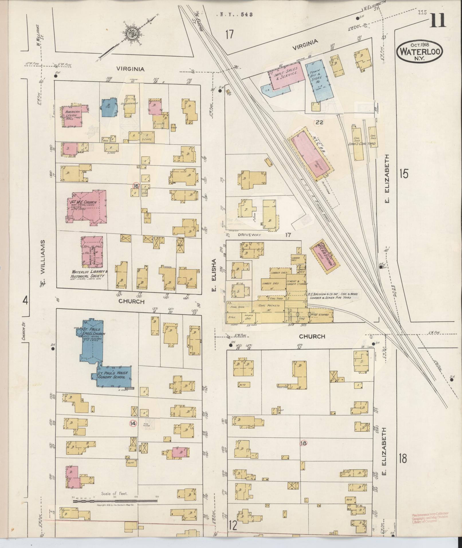 Sanborn Fire Insurance Map from Waterloo, Seneca County, New York (1948), Sheet #0011 - Complete Map Set gallery image, historic Sanborn map, vintage wall art, New York New York