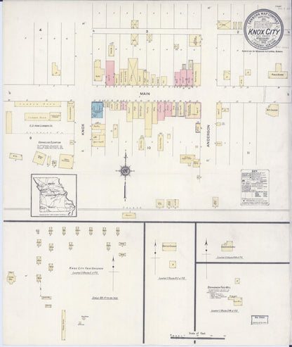 Sanborn Fire Insurance Map from Knox City, Knox County, Missouri (1912), Sheet #0001 - Historic Sanborn Fire Insurance Map Print, vintage old map wall art, antique decor, genealogy gift, Missouri Missouri map