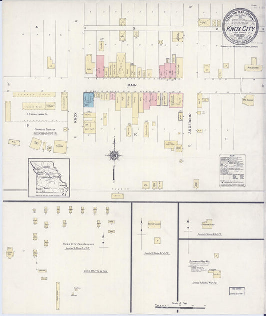 Sanborn Fire Insurance Map from Knox City, Knox County, Missouri (1912), Sheet #0001 - Historic Sanborn Fire Insurance Map Print, vintage old map wall art, antique decor, genealogy gift, Missouri Missouri map