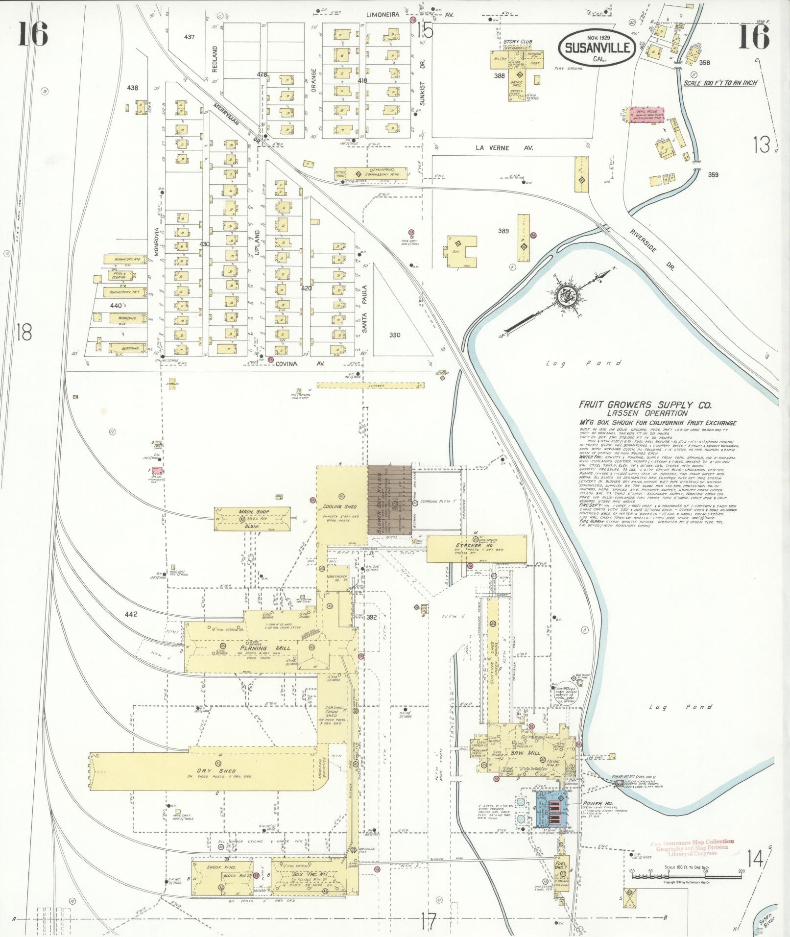 Sanborn Fire Insurance Map from Susanville, Lassen County, California (1929), Sheet #0016 - Complete Map Set gallery image, historic Sanborn map, vintage wall art, California California