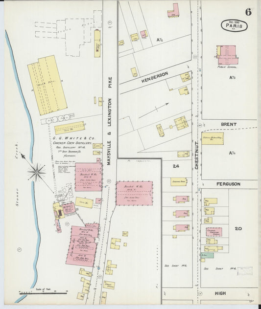 Sanborn Fire Insurance Map from Paris, Bourbon County, Kentucky (1890), Sheet #0006 - Historic Sanborn Fire Insurance Map Print, vintage old map wall art, antique decor, genealogy gift, Kentucky Kentucky map