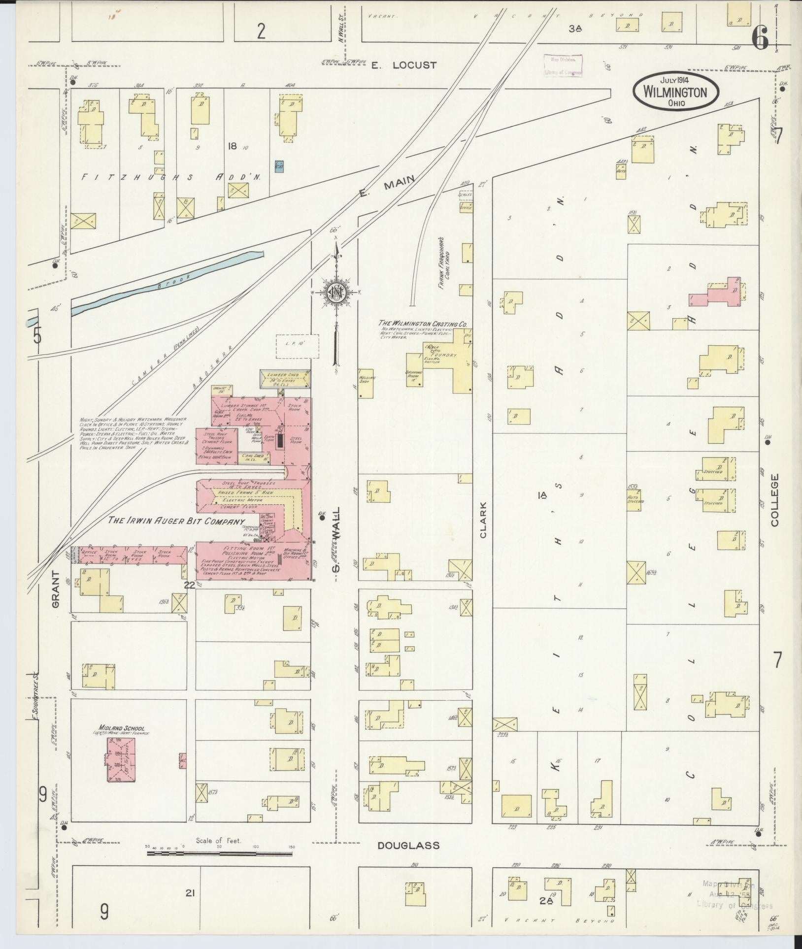 Sanborn Fire Insurance Map from Wilmington, Clinton County, Ohio (1914), Sheet #0006 - Complete Map Set gallery image, historic Sanborn map, vintage wall art, Ohio Ohio