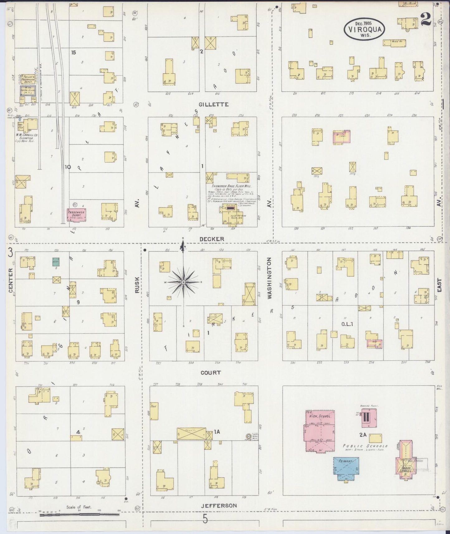 Sanborn Fire Insurance Map from Viroqua, Vernon County, Wisconsin (1905), Sheet #0002 - Complete Map Set gallery image, historic Sanborn map, vintage wall art, Wisconsin Wisconsin
