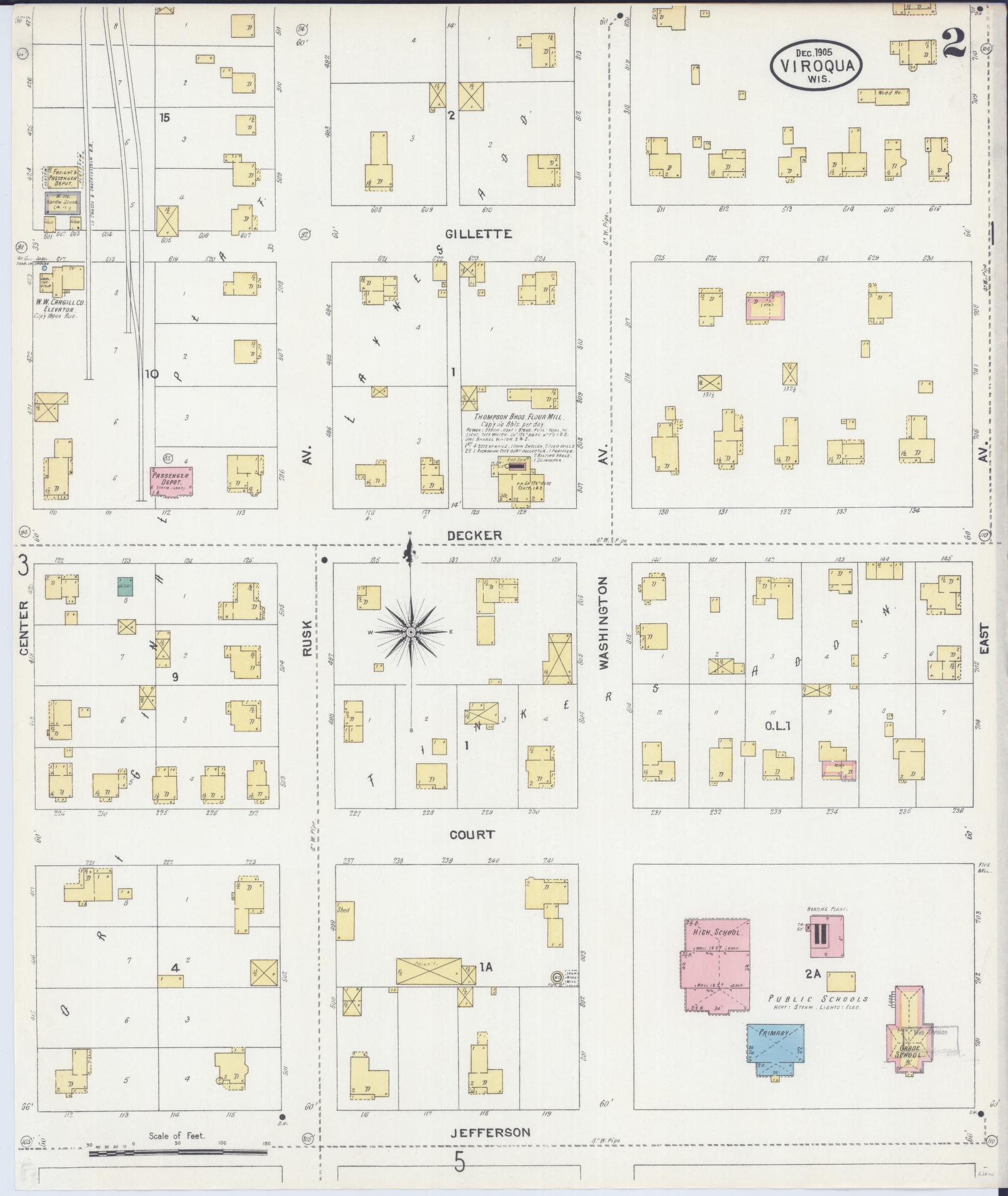 Sanborn Fire Insurance Map from Viroqua, Vernon County, Wisconsin (1905), Sheet #0002 - Complete Map Set gallery image, historic Sanborn map, vintage wall art, Wisconsin Wisconsin