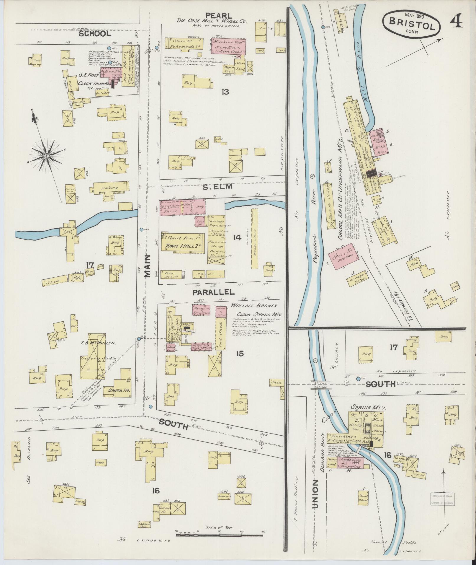 Sanborn Fire Insurance Map from Bristol, Hartford County, Connecticut (1890), Sheet #0003 - Complete Map Set gallery image, historic Sanborn map, vintage wall art, Connecticut Connecticut