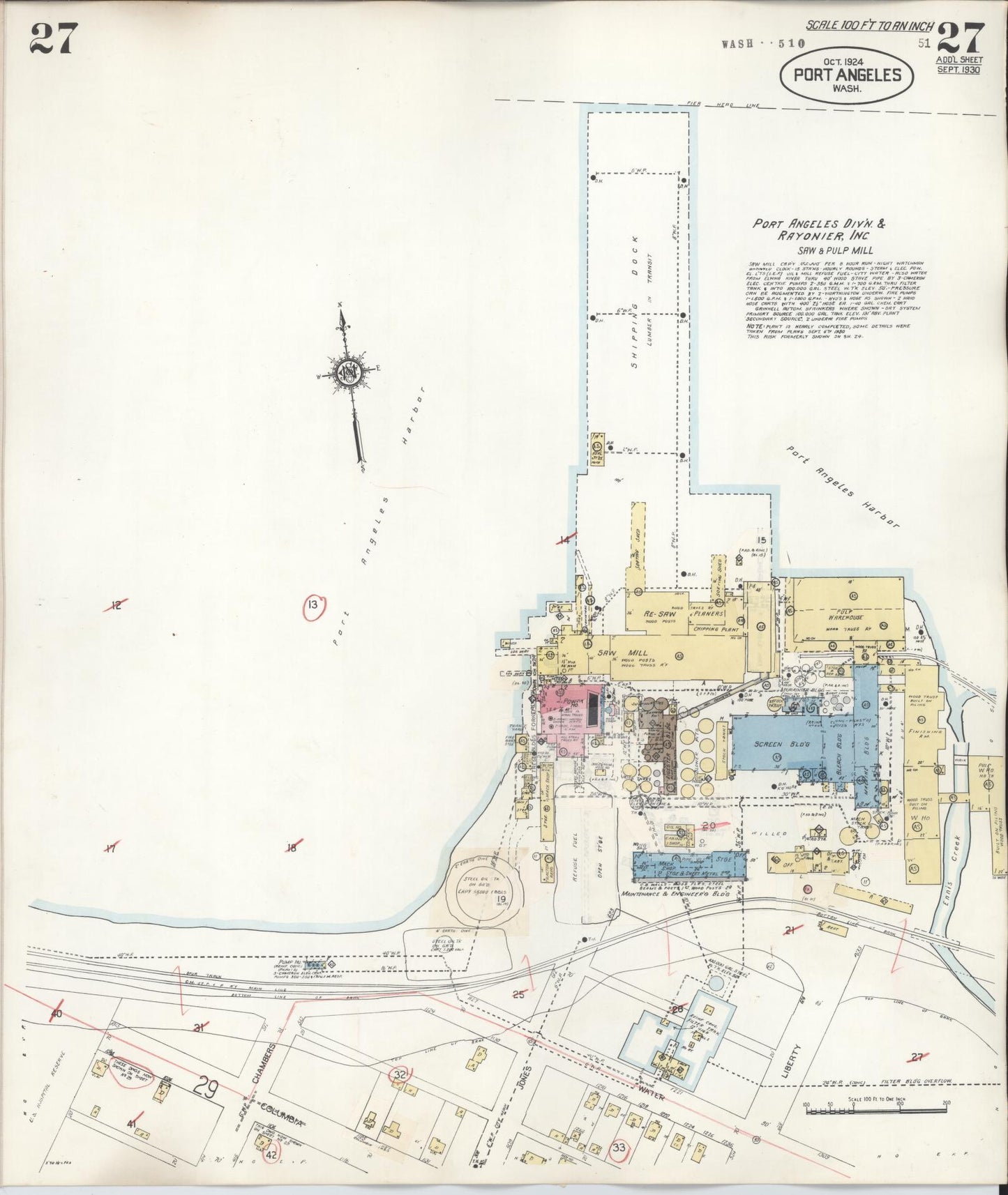 Sanborn Fire Insurance Map from Port Angeles, Clallam County, Washington (1949), Sheet #0027 - Complete Map Set gallery image, historic Sanborn map, vintage wall art, Washington Washington