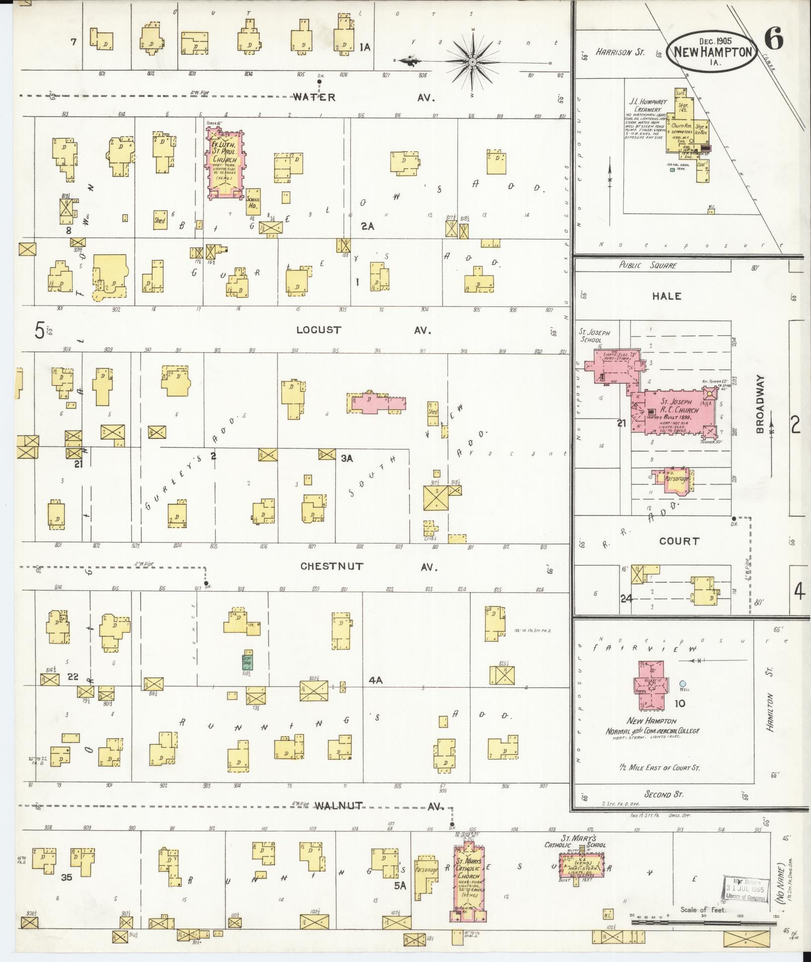 Sanborn Fire Insurance Map from New Hampton, Chickasaw County, Iowa (1905), Sheet #0006 - Historic Sanborn Fire Insurance Map Print