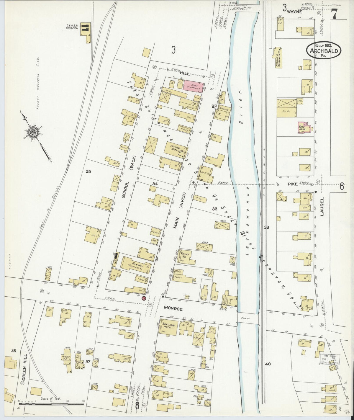 Sanborn Fire Insurance Map from Archbald, Lackawanna County, Pennsylvania (1912), Sheet #0007 - Complete Map Set gallery image, historic Sanborn map, vintage wall art, Pennsylvania Pennsylvania