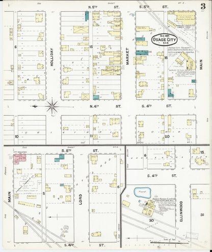 Sanborn Fire Insurance Map from Osage City, Osage County, Kansas (1891), Sheet #0003 - Complete Map Set gallery image, historic Sanborn map, vintage wall art, Kansas Kansas