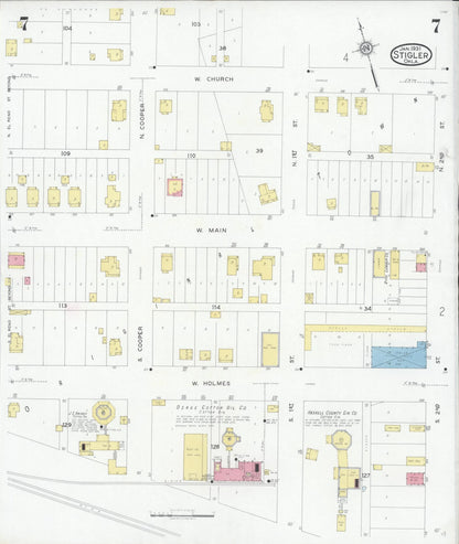 Sanborn Fire Insurance Map from Stigler, Haskell County, Oklahoma (1931), Sheet #0007 - Complete Map Set gallery image, historic Sanborn map, vintage wall art, Oklahoma Oklahoma
